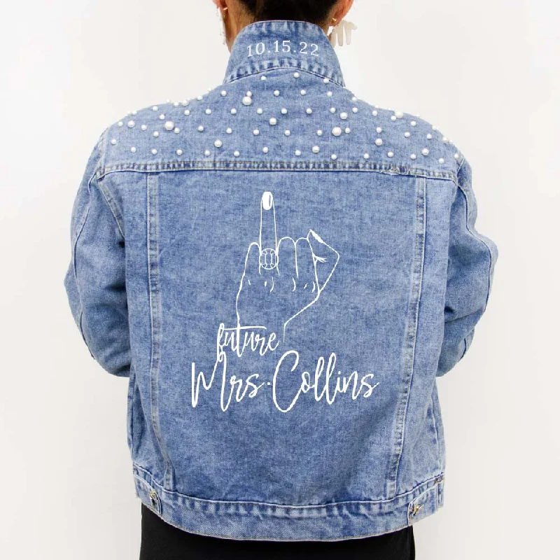 Distressed Denim Top for a Trendy and Edgy Look(Blue Pearl) Future Mrs. Denim Jacket