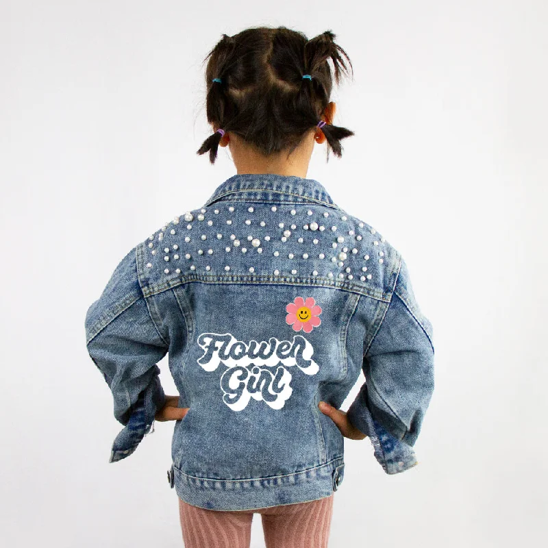 Button - Down Denim Top with a Classic Design(Blue Pearl) Personalized Flower Girl Denim Jacket