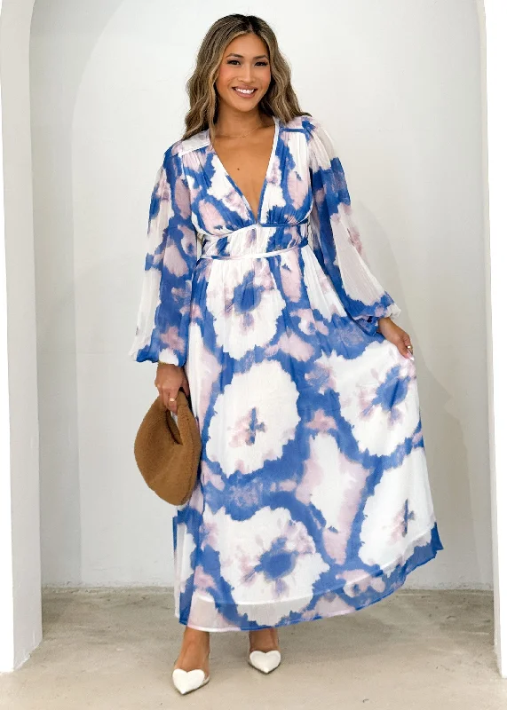 Off - the - Shoulder Women Dress for a Romantic and Feminine LookAnniston Maxi Dress - Indigo Watercolour