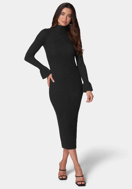 Backless Women Dress for a Sexy and Alluring Look at Evening EventsBell Sleeve Sweater Dress