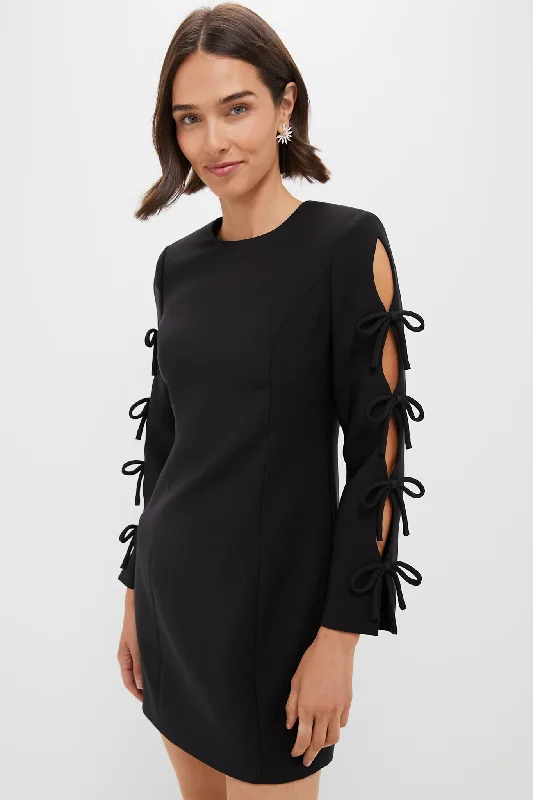 Off - the - Shoulder Women Dress for a Romantic and Feminine LookBlack Bow Sleeve Belinda Mini Dress