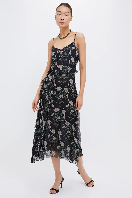 Sheath Women Dress with a Tailored Fit for a Professional LookBlack Elizabeth Print Midi Tiered Dress