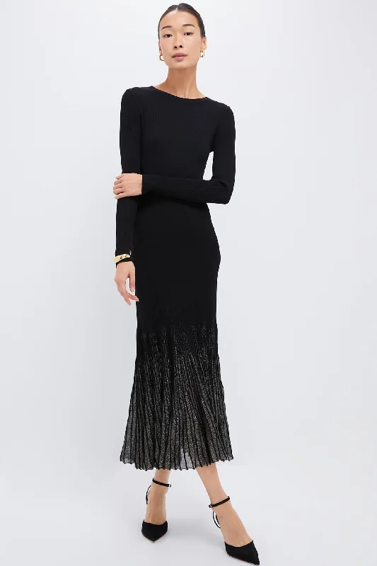 Shift Women Dress with a Simple and Classic Design for Everyday WearBlack Shimmer Maxi Dress