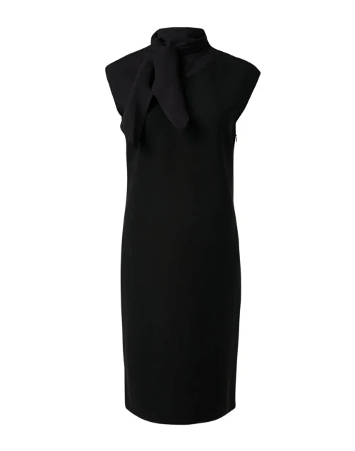 Sheath Women Dress with a Tailored Fit for a Professional LookBlack Tie Neck Sheath Dress