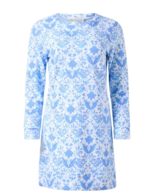 Sheath Women Dress with a Tailored Fit for a Professional LookBlue and White Print Shift Dress