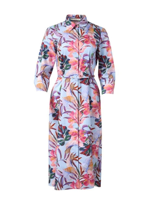 Backless Women Dress for a Sexy and Alluring Look at Evening EventsBlue Multi Print Cotton Shirt Dress