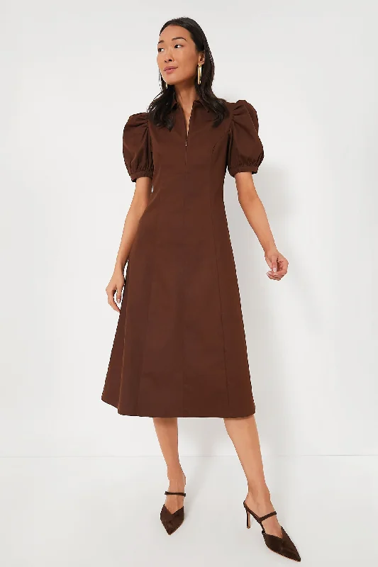 Strapless Women Dress with a Built - in Bra for Comfort and SupportChocolate Front Zip Denim Midi Dress