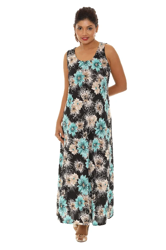 Ruffled Women Dress with Multiple Layers for a Playful and Girly StyleFloral Print Sleeveless Maxi Dress