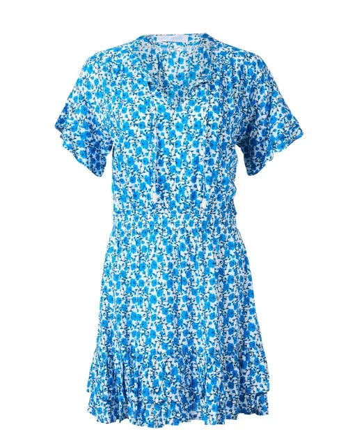 Mini Women Dress with a Short Hem for a Young and Trendy StyleCourtney Blue Floral Dress