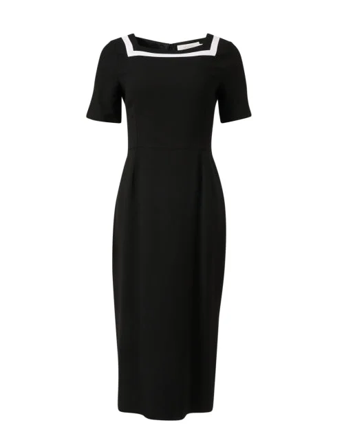 Halter Neck Women Dress to Show Off the Shoulders and NecklineDavina Black Wool Crepe Dress