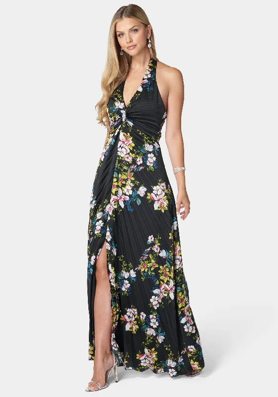 Backless Women Dress for a Sexy and Alluring Look at Evening EventsEstelle Pleated Satin Maxi