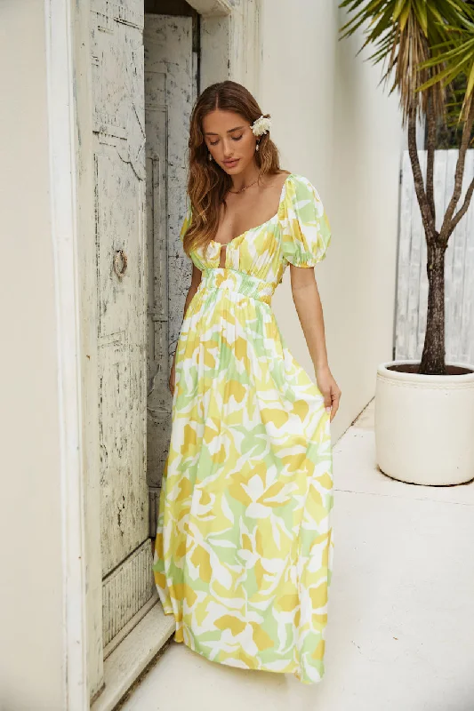 Empire Waist Women Dress to Accentuate the Bust and Conceal the WaistFreedom Found Maxi Dress Yellow