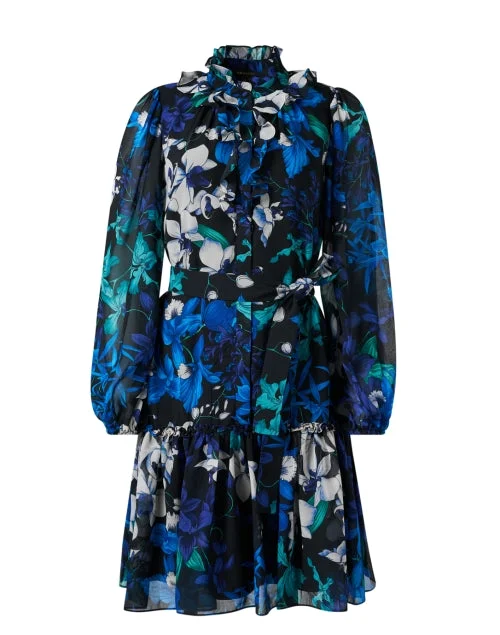 Empire Waist Women Dress to Accentuate the Bust and Conceal the WaistIris Blue Floral Print Dress