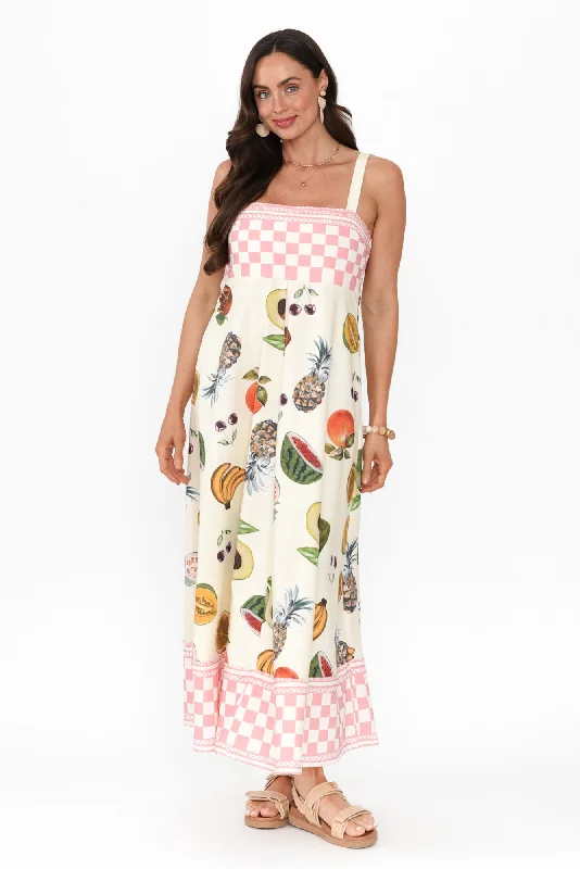 Printed Abstract Women Dress for a Modern and Artistic AppealKarris Pink Harvest Linen Blend Dress