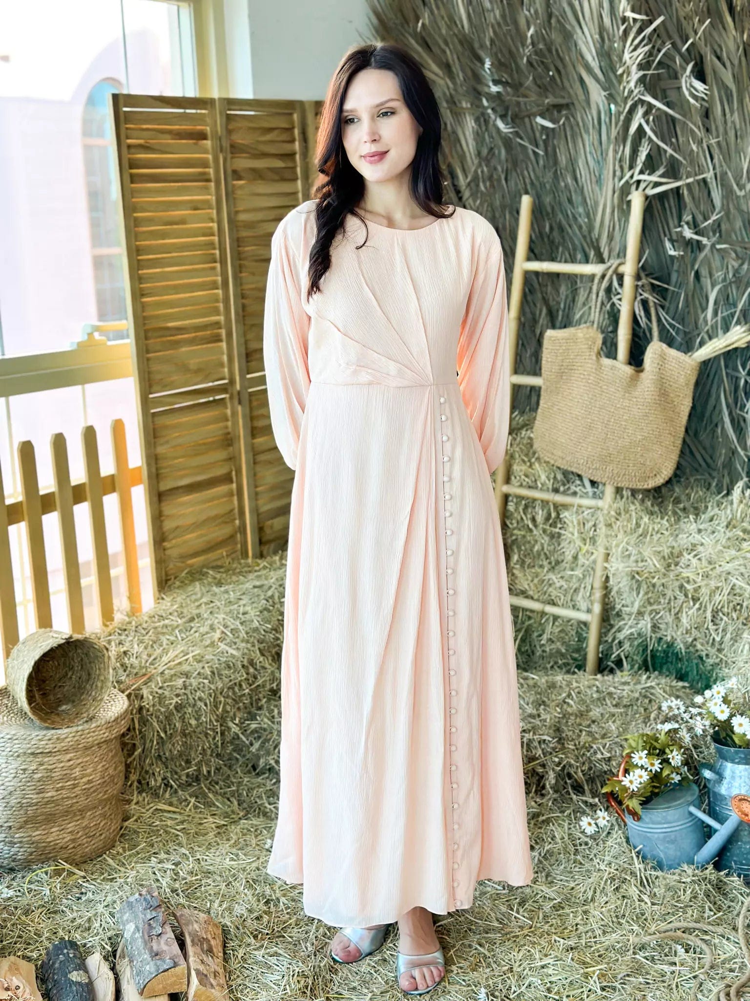 Wrap - Style Women Dress with Adjustable Fit for All Body TypesMaple Front Button Style Long Dress