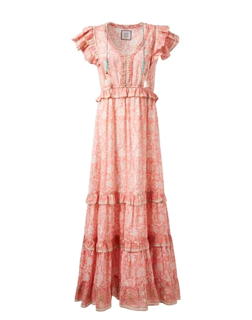 Wrap - Style Women Dress with Adjustable Fit for All Body TypesParis Peach Floral Cotton Silk Dress