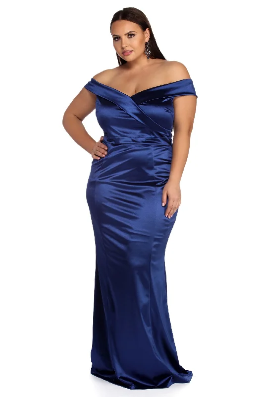 Mermaid - Style Women Dress with a Fitted Silhouette for Special OccasionsPlus Charlotte Formal Satin Dress