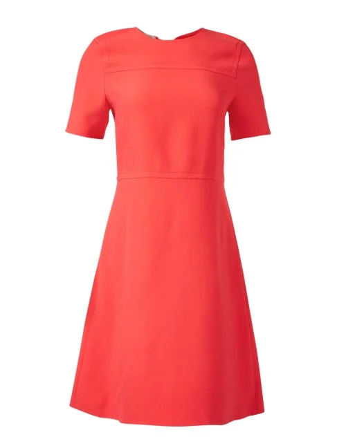 Off - the - Shoulder Women Dress for a Romantic and Feminine LookPoppy Red Wool Silk Sheath Dress