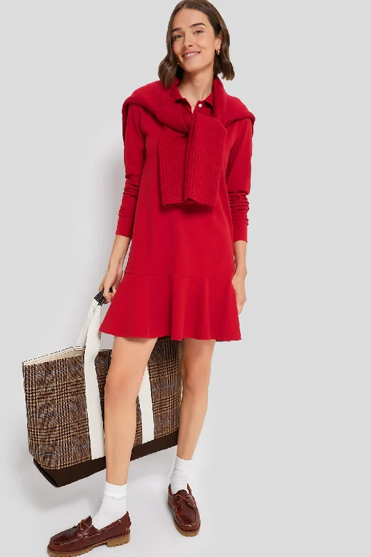 Mini Women Dress with a Short Hem for a Young and Trendy StyleRed Long Sleeve Pique May Polo Dress