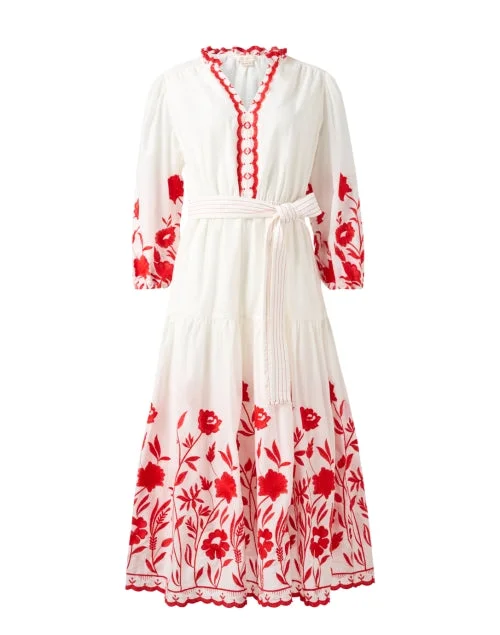 Pleated Women Dress with a Timeless and Elegant TextureSantiago White Floral Embroidered Dress