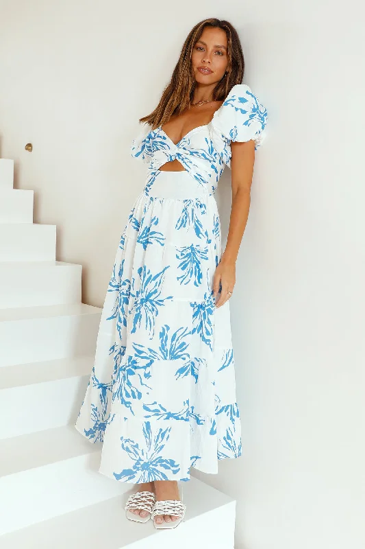 Plus Size Women Dress with a Flattering A - Line Cut for Comfort and StyleSeaside Breeze Maxi Dress Blue