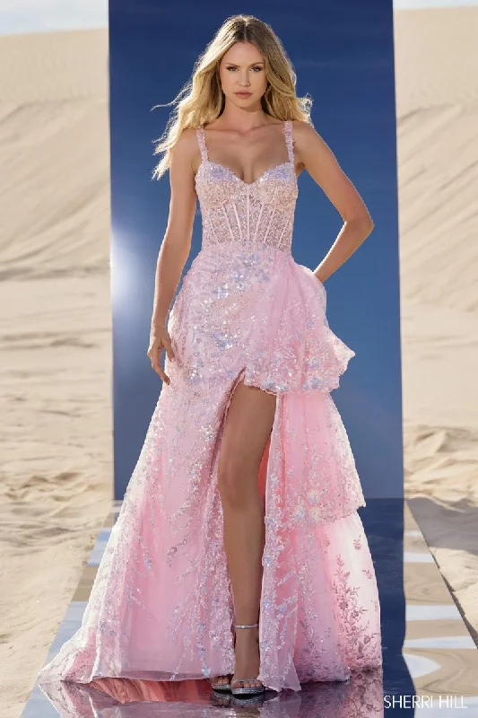 Ruffled Women Dress with Multiple Layers for a Playful and Girly StyleSherri Hill Corset Ruffle Prom Dress 56589