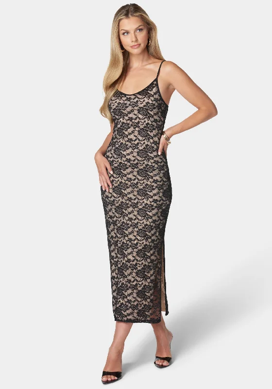 Mini Women Dress with a Short Hem for a Young and Trendy StyleSophia Illusion Lace Maxi Dress