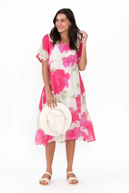 Mermaid - Style Women Dress with a Fitted Silhouette for Special OccasionsSora Pink Floral Crescent Dress