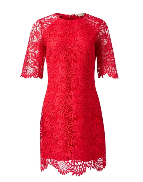 Mini Women Dress with a Short Hem for a Young and Trendy StyleTaryn Red Lace Dress