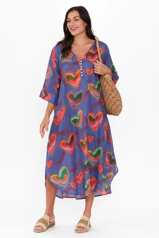 Sheath Women Dress with a Tailored Fit for a Professional LookTella Purple Heart Cotton Kaftan