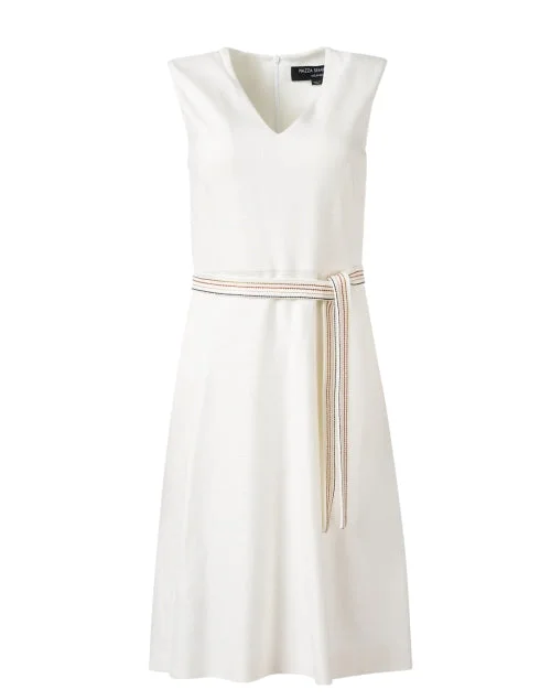 Mermaid - Style Women Dress with a Fitted Silhouette for Special OccasionsWhite Belted Dress