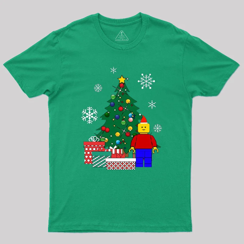 Graphic Print Women T Shirt for a Trendy StatementBlock Man Around The Christmas Tree Geek T-Shirt