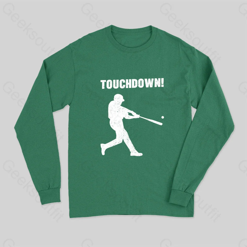 Distressed Women T Shirt with a Laid - Back AestheticFunny Baseball Touchdown Long Sleeve T-Shirt