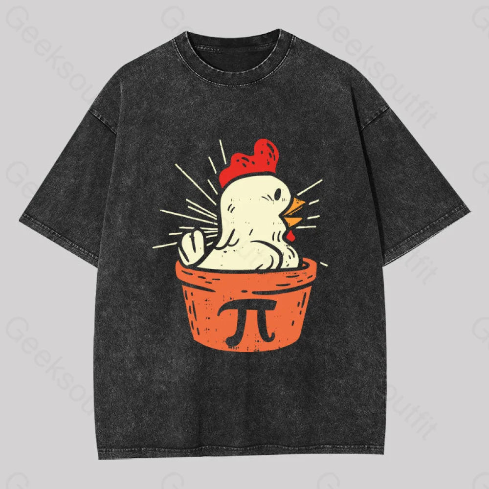 Sheer Women T Shirt for a Stylish and Alluring LookFunny Chicken Pot Pi Washed T-shirt