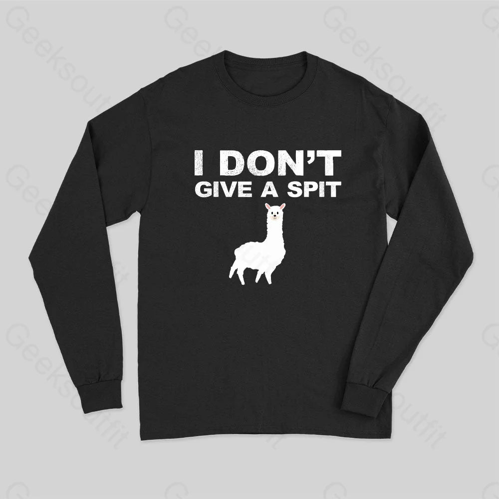 Organic Cotton Women T Shirt for Eco - Conscious WearersI Don't Give a Spit Funny Alpaca Long Sleeve T-Shirt