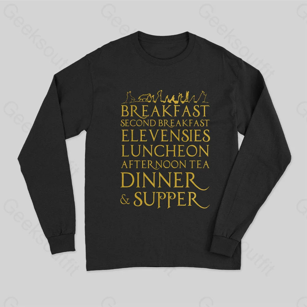 Crop Top Women T Shirt to Pair with High - Waisted BottomsMiddle Earth Hobbit Meal Long Sleeve T-Shirt