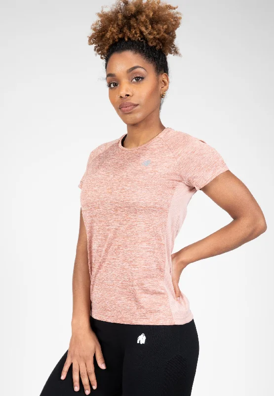 Crew Neck Women T Shirt with a Timeless DesignMonetta Performance T-Shirt - Salmon Pink