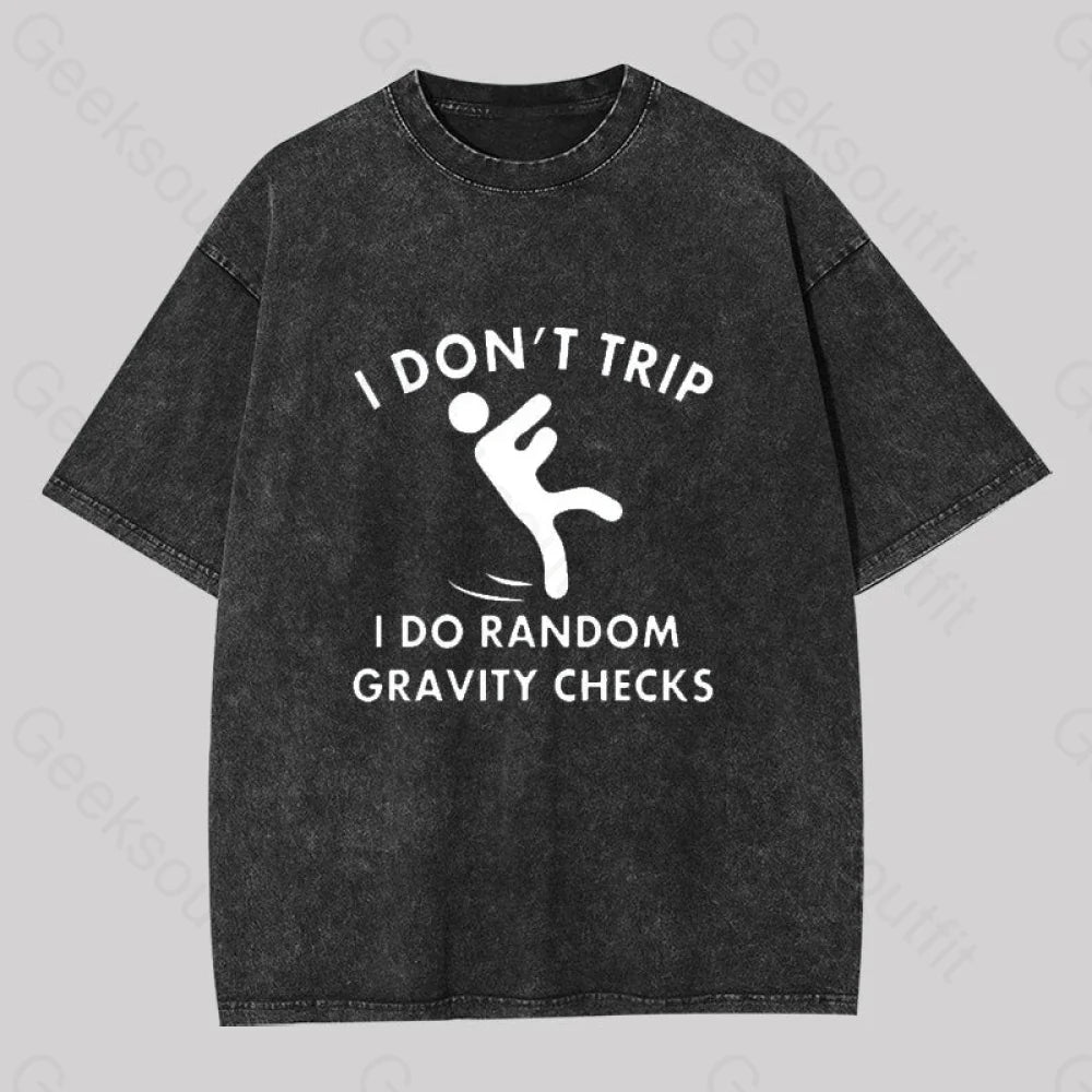 Crew Neck Women T Shirt with a Timeless DesignRandom Gravity Checks Funny Washed T-Shirt