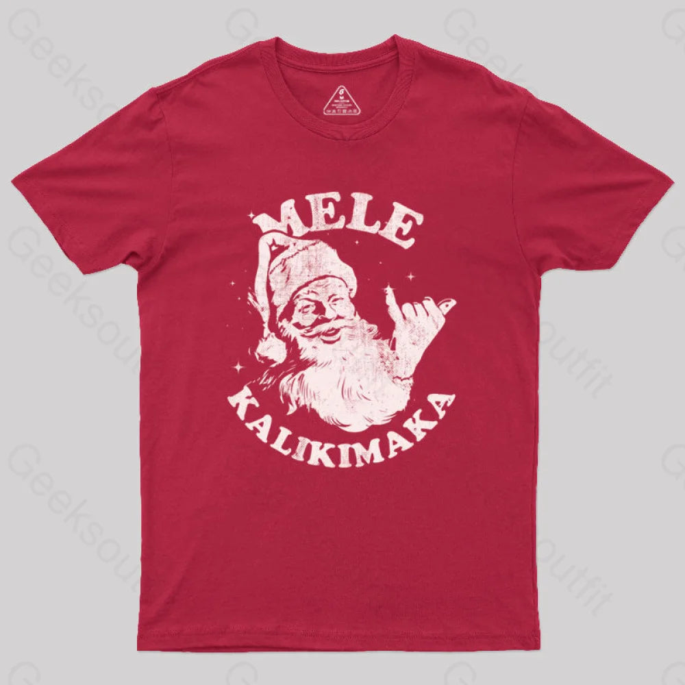 Graphic Print Women T Shirt for a Trendy StatementRetro Christmas Mele Kalikimaka Santa Shaka Hawaii Geek T-Shirt