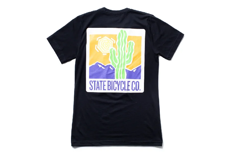 Distressed Women T Shirt with a Laid - Back AestheticState Bicycle Co. - Cactus Drip T-Shirt - Black