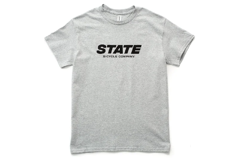 Crew Neck Women T Shirt with a Timeless DesignState Bicycle Co. - "STATE" Italic - T-Shirt (Athletic Grey)