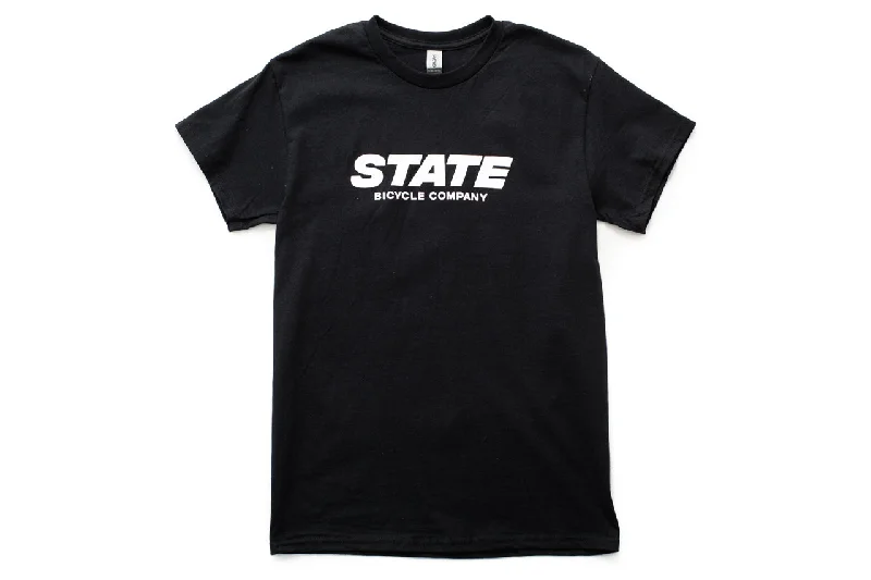 Long Sleeve Women T Shirt for Cooler WeatherState Bicycle Co. - "STATE" Italic - T-Shirt (Black)