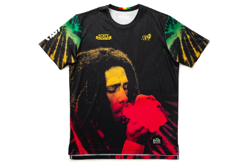 Plus Size Women T Shirt for a Comfortable and Flattering FitState Bicycle Co. x Bob Marley - Rasta Tie-Dye - Tech-T