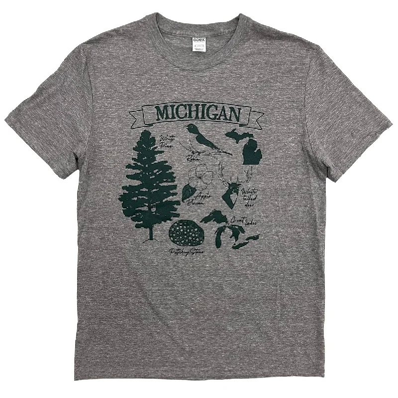 Sequined Women T Shirt for a Sparkly Night OutState of Michigan Symbols Shirt