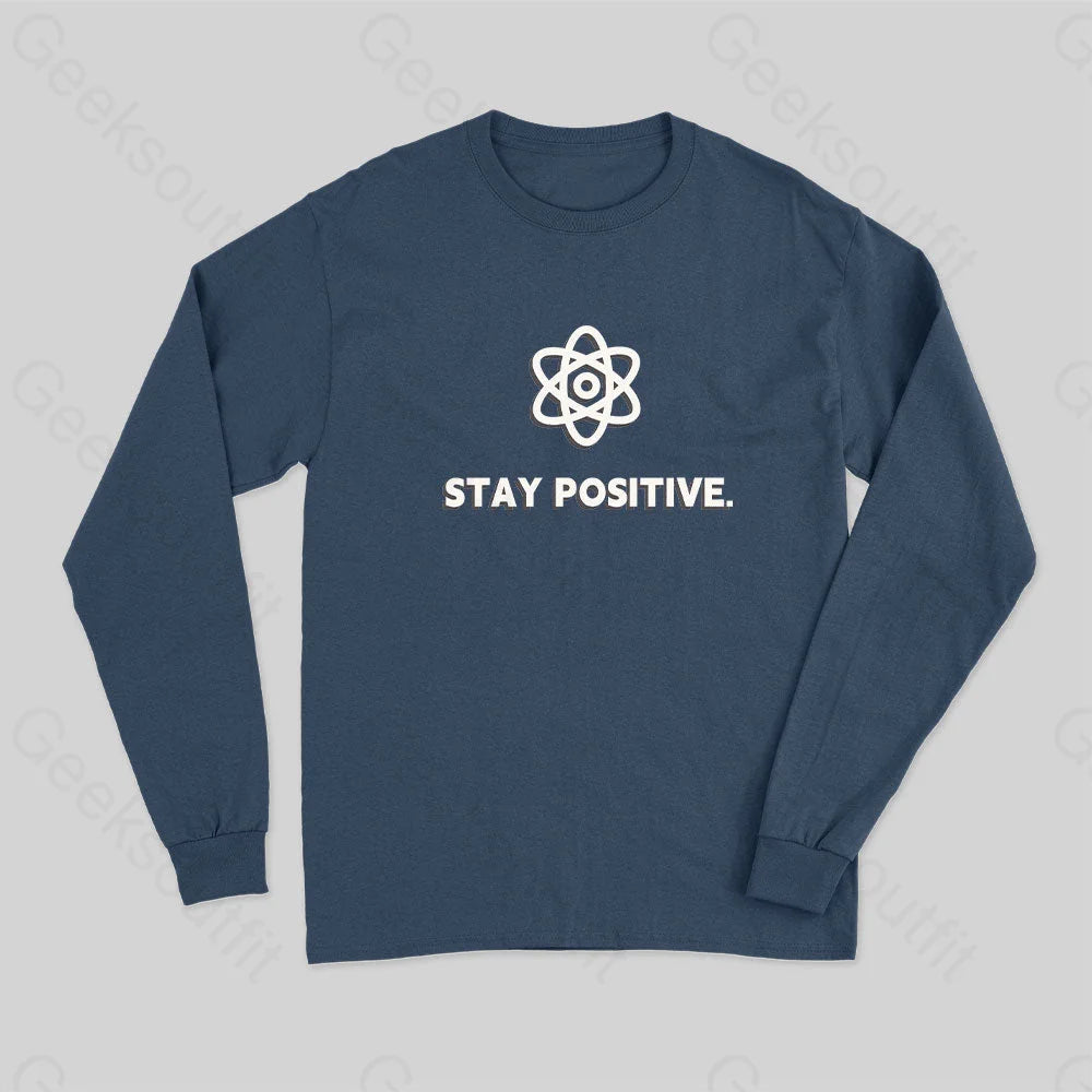 V - Neck Women T Shirt to Enhance the NecklineStay Positive Motivational Proton Long Sleeve T-Shirt