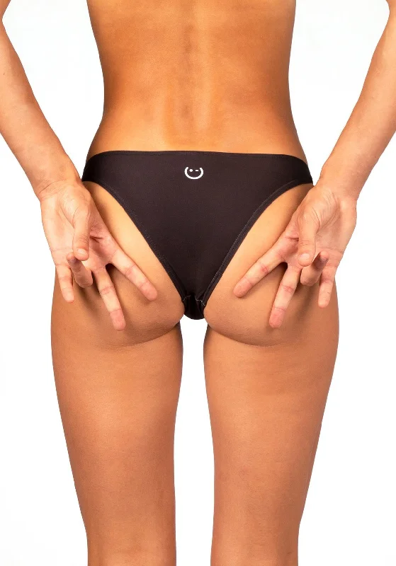 Convertible bikini that can be worn in multiple styles for versatilityBlack Basic Cut Bottom