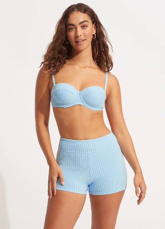 Tropical - themed bikini for a vacation - ready beach outfitHavana Bustier Bra - Powder Blue