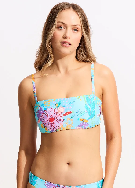 Sustainable bikini made from recycled materials for eco - conscious beachgoersUnder The Sea DD Tank Bikini Top - Blue Mist