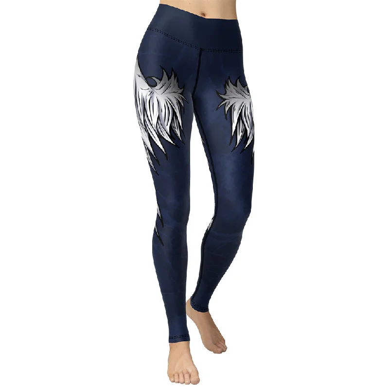 Printed floral women leggings for a feminine and eye - catching lookAngel Wings Yoga Leggings