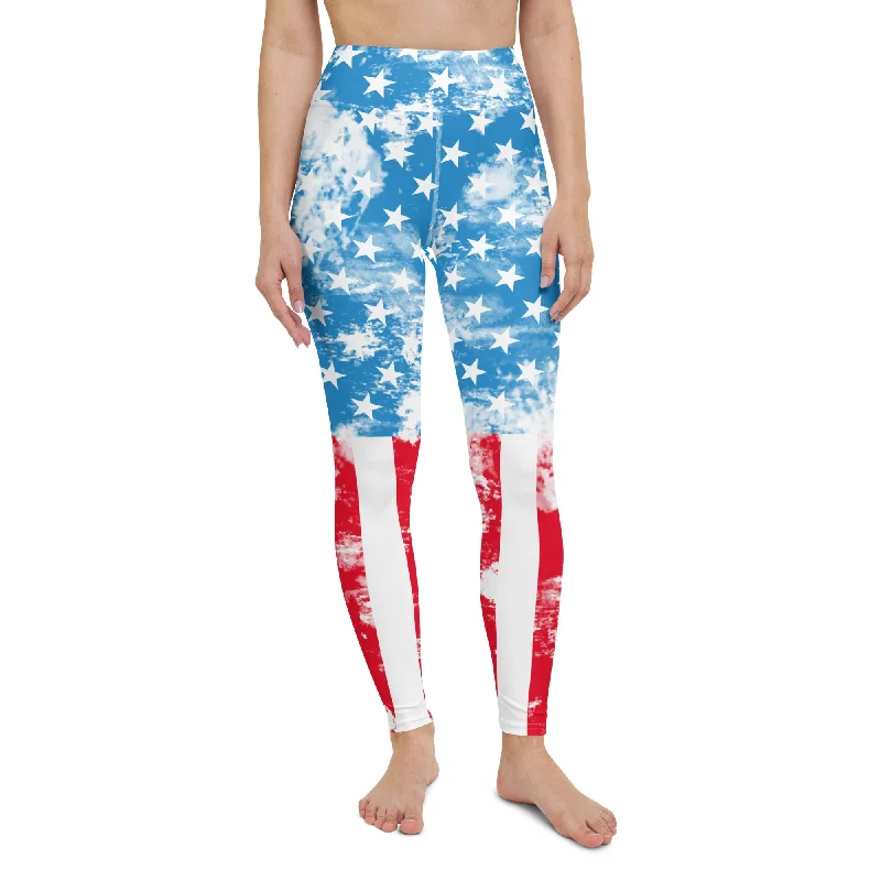 Plus - size women leggings with a comfortable and stretchy designArtsy American Flag Yoga Leggings